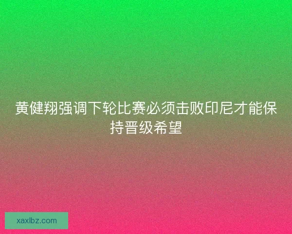 黄健翔强调下轮比赛必须击败印尼才能保持晋级希望